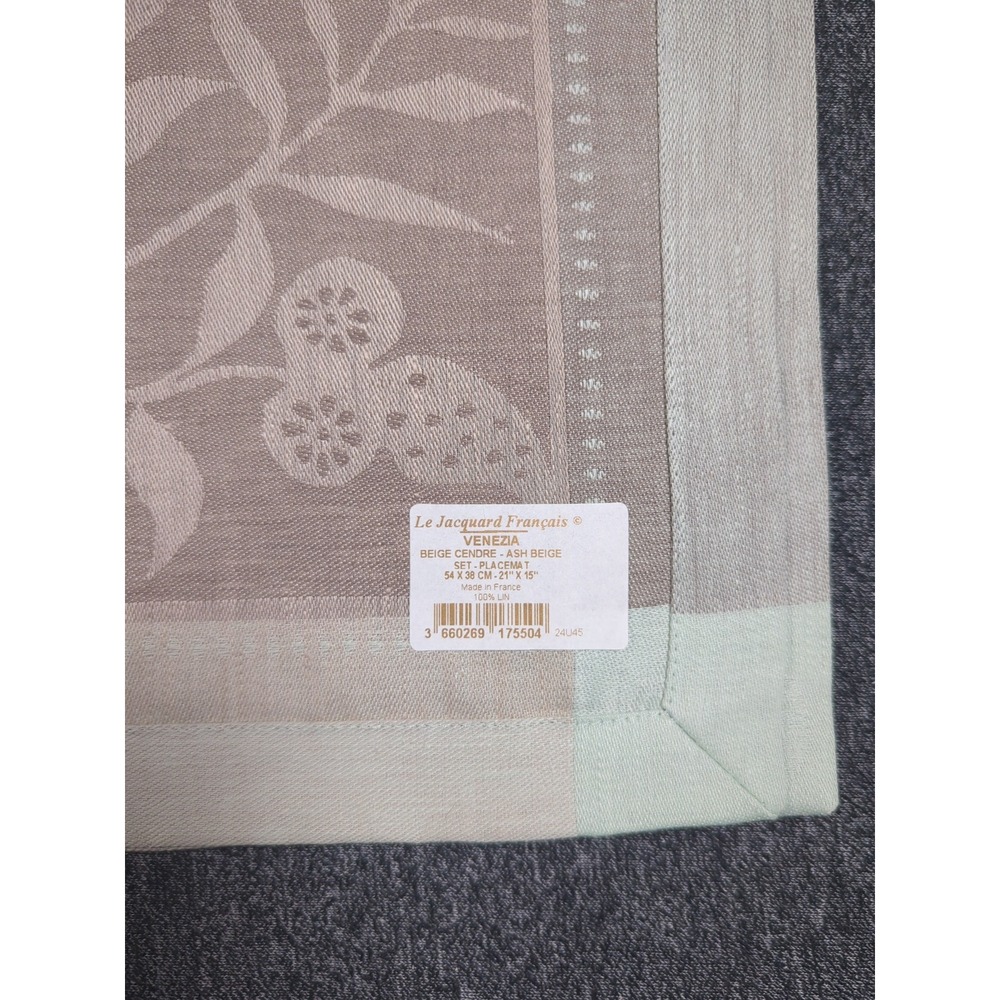 Le Jacquard Francais Venezia 4 Placemats Ash Beige Linen Made in France 21x15
